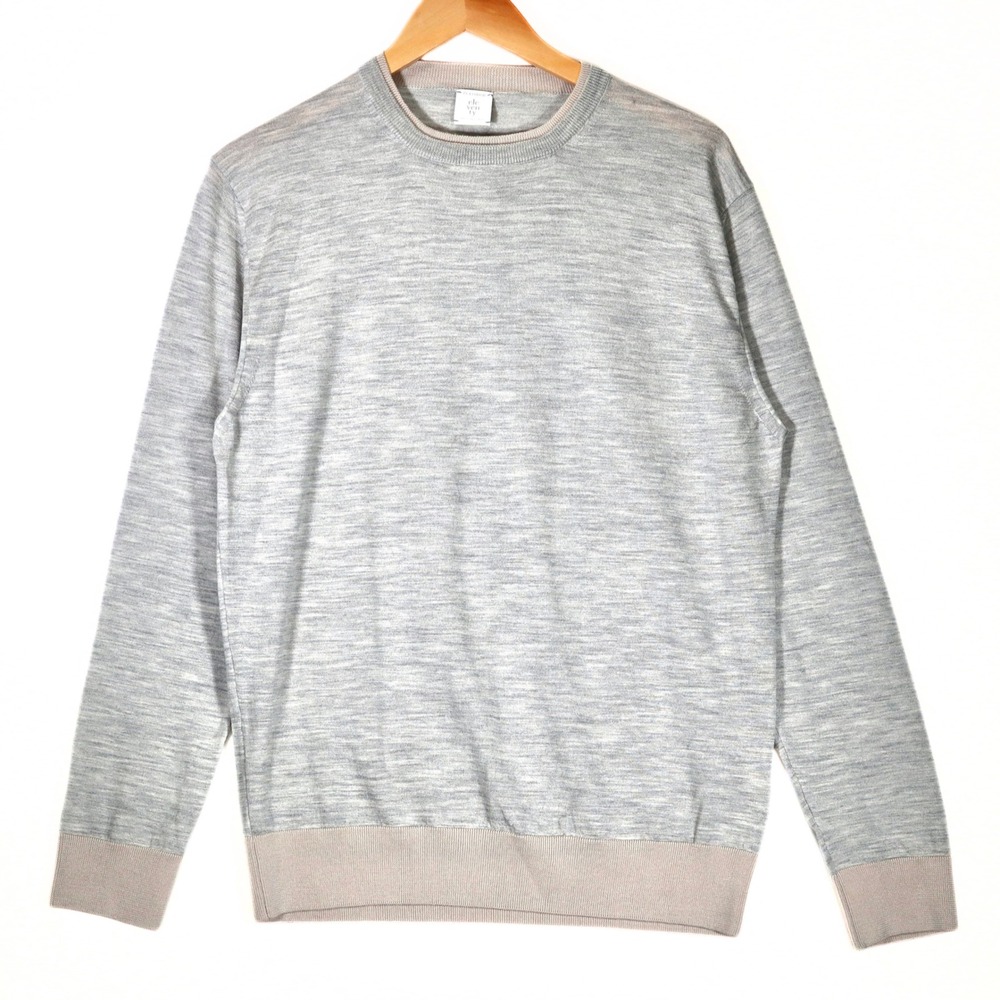 Eleventy Platinum Sweater Mens Large Gray Wool Silk Crew Neck Knit Italy Luxury⁠